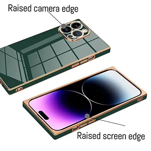 KANGHAR Case Compatible with iPhone 14 Pro Max Luxury Cute Plating Electroplated Design Cute Case Full-Body Anti-Scratch Shockproof Bumper Slim Cover for iPhone 14 Pro Max Dark Green - 2