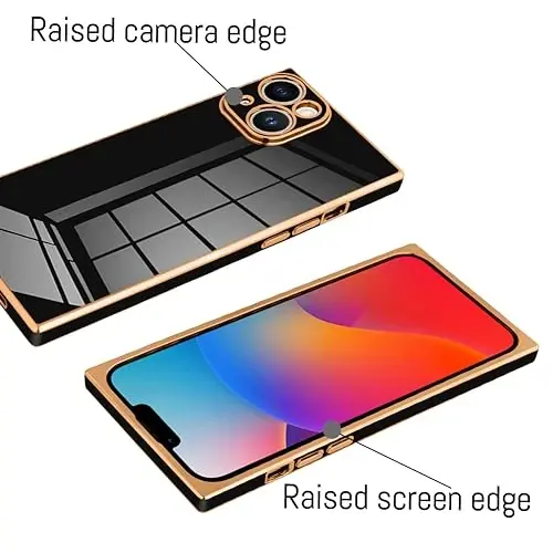 KANGHAR Case Compatible with iPhone 15 Luxury Cute Plating Design Case Full-Body Anti-Scratch Shockproof Bumper Protective Cover for iPhone 15 6.1 Inch Black - 3