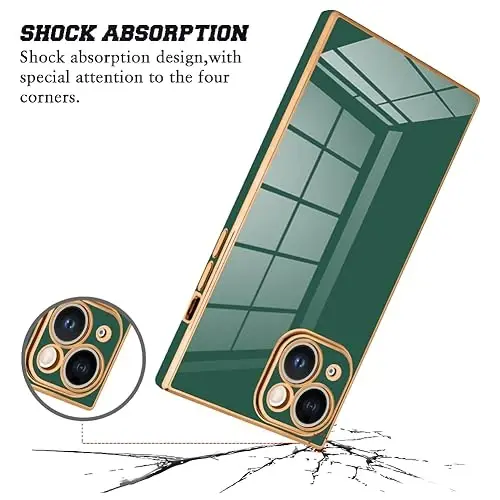 KANGHAR Case Compatible with iPhone 15 Luxury Cute Plating Design Case Full-Body Anti-Scratch Shockproof Bumper Protective Cover for iPhone 15 6.1 Inch Dark Green - 2