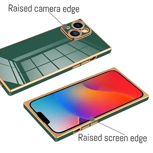 KANGHAR Case Compatible with iPhone 15 Luxury Cute Plating Design Case Full-Body Anti-Scratch Shockproof Bumper Protective Cover for iPhone 15 6.1 Inch Dark Green - 3