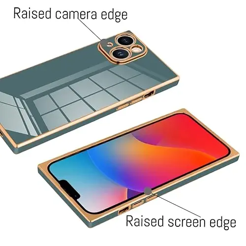 KANGHAR Case Compatible with iPhone 15 Luxury Cute Plating Design Case Full-Body Anti-Scratch Shockproof Bumper Protective Cover for iPhone 15 6.1 Inch Granny Grey - 3