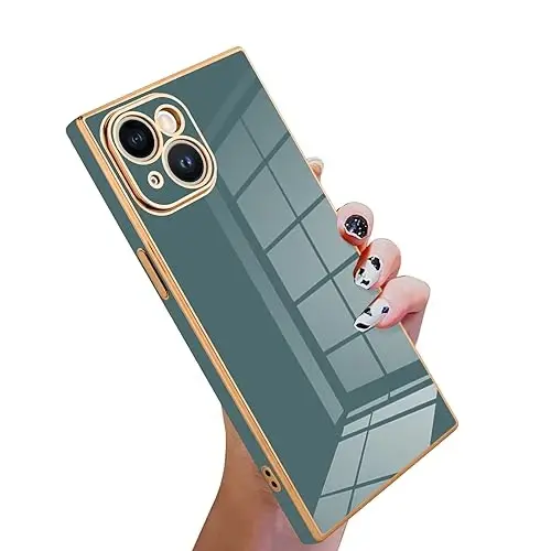 KANGHAR Case Compatible with iPhone 15 Luxury Cute Plating Design Case Full-Body Anti-Scratch Shockproof Bumper Protective Cover for iPhone 15 6.1 Inch Granny Grey - 1
