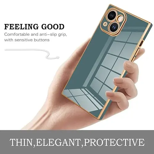 KANGHAR Case Compatible with iPhone 15 Luxury Cute Plating Design Case Full-Body Anti-Scratch Shockproof Bumper Protective Cover for iPhone 15 6.1 Inch Granny Grey - 4