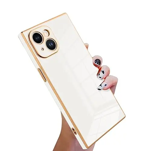 KANGHAR Case Compatible with iPhone 15 Luxury Cute Plating Design Case Full-Body Anti-Scratch Shockproof Bumper Protective Cover for iPhone 15 6.1 Inch White - KANGHAR