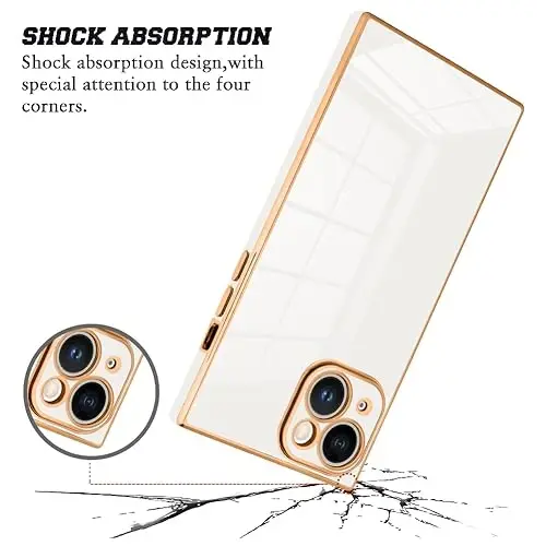 KANGHAR Case Compatible with iPhone 15 Luxury Cute Plating Design Case Full-Body Anti-Scratch Shockproof Bumper Protective Cover for iPhone 15 6.1 Inch White - KANGHAR (1)