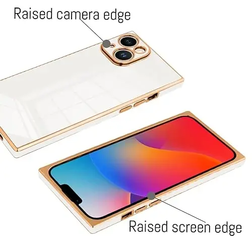 KANGHAR Case Compatible with iPhone 15 Luxury Cute Plating Design Case Full-Body Anti-Scratch Shockproof Bumper Protective Cover for iPhone 15 6.1 Inch White - 3