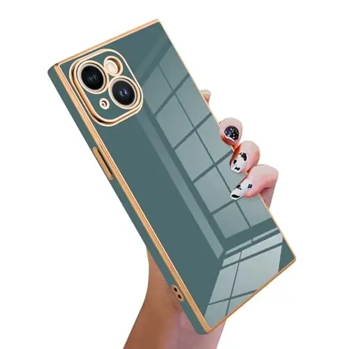 KANGHAR Case Compatible with iPhone 15 Plus Luxury Cute Plating Design Case Full-Body Anti-Scratch Shockproof Bumper Protective Cover for iPhone 15 Plus 6.7 Inch Granny Grey - KANGHAR