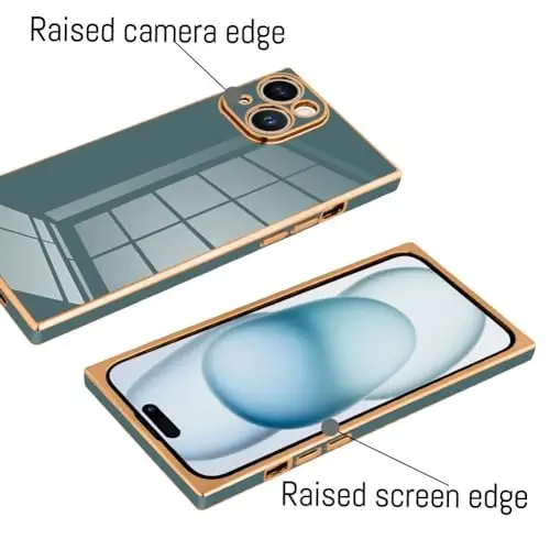 KANGHAR Case Compatible with iPhone 15 Plus Luxury Cute Plating Design Case Full-Body Anti-Scratch Shockproof Bumper Protective Cover for iPhone 15 Plus 6.7 Inch Granny Grey - 3