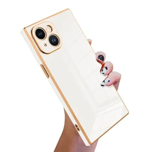 KANGHAR Case Compatible with iPhone 15 Plus Luxury Cute Plating Design Case Full-Body Anti-Scratch Shockproof Bumper Protective Cover for iPhone 15 Plus 6.7 Inch White - KANGHAR