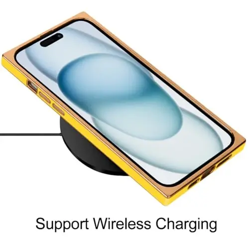KANGHAR Case Compatible with iPhone 15 Plus Luxury Cute Plating Design Case Full-Body Anti-Scratch Shockproof Bumper Protective Cover for iPhone 15 Plus 6.7 Inch Yellow - 5