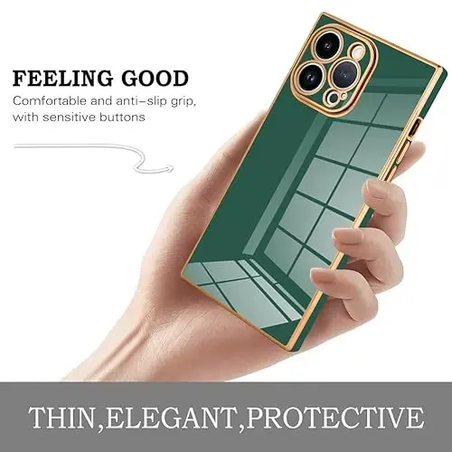 KANGHAR Case Compatible with iPhone 15 Pro Luxury Cute Plating Design Case Full-Body Anti-Scratch Shockproof Bumper Protective Cover for iPhone 15 Pro 6.1 Inch Dark Green - 4