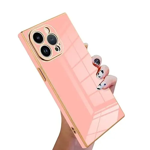 KANGHAR Case Compatible with iPhone 15 Pro Luxury Cute Plating Design Case Full-Body Anti-Scratch Shockproof Bumper Protective Cover for iPhone 15 Pro 6.1 Inch Pink - 1