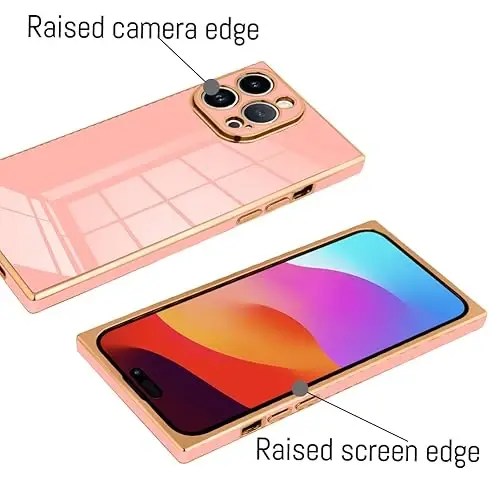 KANGHAR Case Compatible with iPhone 15 Pro Luxury Cute Plating Design Case Full-Body Anti-Scratch Shockproof Bumper Protective Cover for iPhone 15 Pro 6.1 Inch Pink - 3