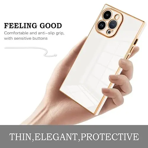 KANGHAR Case Compatible with iPhone 15 Pro Luxury Cute Plating Design Case Full-Body Anti-Scratch Shockproof Bumper Protective Cover for iPhone 15 Pro 6.1 Inch White - 4