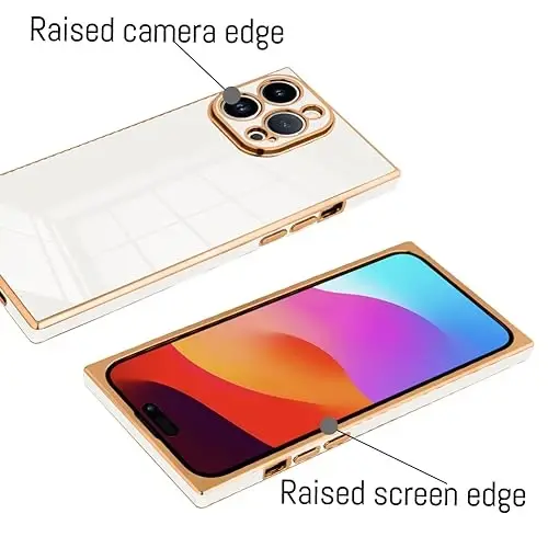 KANGHAR Case Compatible with iPhone 15 Pro Luxury Cute Plating Design Case Full-Body Anti-Scratch Shockproof Bumper Protective Cover for iPhone 15 Pro 6.1 Inch White - 3