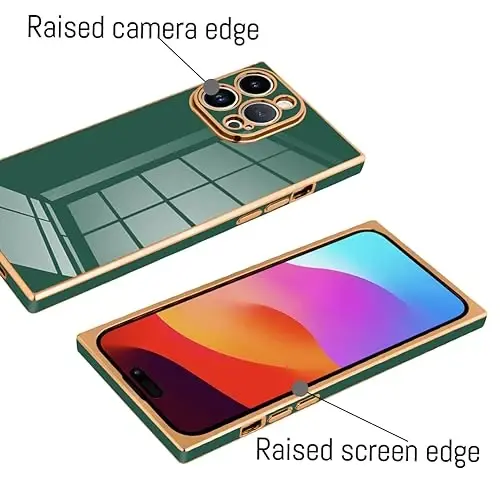 KANGHAR Case Compatible with iPhone 15 Pro Max Luxury Cute Plating Design Case Full-Body Anti-Scratch Shockproof Bumper Protective Cover for iPhone 15 Pro Max 6.7 Inch Dark Green - 3