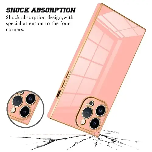 KANGHAR Case Compatible with iPhone 15 Pro Max Luxury Cute Plating Design Case Full-Body Anti-Scratch Shockproof Bumper Protective Cover for iPhone 15 Pro Max 6.7 Inch Pink - 2