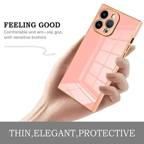 KANGHAR Case Compatible with iPhone 15 Pro Max Luxury Cute Plating Design Case Full-Body Anti-Scratch Shockproof Bumper Protective Cover for iPhone 15 Pro Max 6.7 Inch Pink - 4