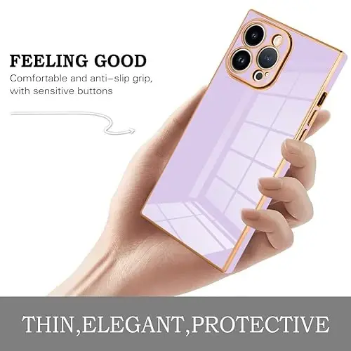 KANGHAR Case Compatible with iPhone 15 Pro Max Luxury Cute Plating Design Case Full-Body Anti-Scratch Shockproof Bumper Protective Cover for iPhone 15 Pro Max 6.7 Inch Purple - 4