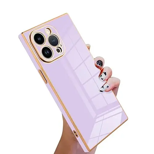 KANGHAR Case Compatible with iPhone 15 Pro Max Luxury Cute Plating Design Case Full-Body Anti-Scratch Shockproof Bumper Protective Cover for iPhone 15 Pro Max 6.7 Inch Purple - 1
