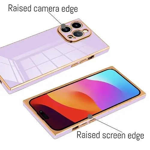 KANGHAR Case Compatible with iPhone 15 Pro Max Luxury Cute Plating Design Case Full-Body Anti-Scratch Shockproof Bumper Protective Cover for iPhone 15 Pro Max 6.7 Inch Purple - 3