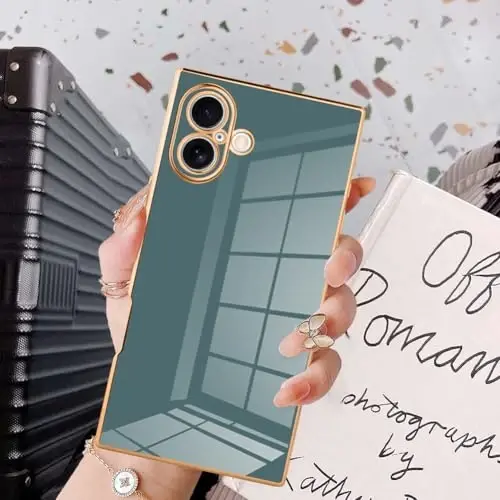 KANGHAR Case Compatible with iPhone 16 Luxury Cute Plating Design Case Full-Body Anti-Scratch Shockproof Bumper Protective Cover for iPhone 16 6.1 Inch Granny Grey 