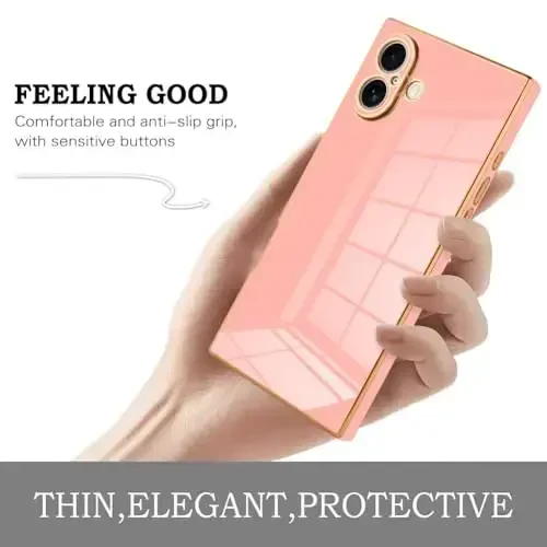 KANGHAR Case Compatible with iPhone 16 Luxury Cute Plating Design Case Full-Body Anti-Scratch Shockproof Bumper Protective Cover for iPhone 16 6.1 Inch Pink - 4