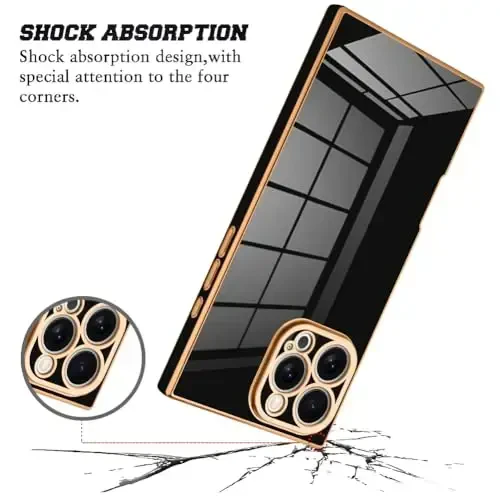 KANGHAR Case Compatible with iPhone 16 Pro Luxury Cute Plating Design Case Full-Body Anti-Scratch Shockproof Bumper Protective Cover for iPhone 16 Pro 6.3 Inch Black - 3