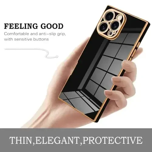 KANGHAR Case Compatible with iPhone 16 Pro Luxury Cute Plating Design Case Full-Body Anti-Scratch Shockproof Bumper Protective Cover for iPhone 16 Pro 6.3 Inch Black - 5