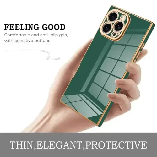 KANGHAR Case Compatible with iPhone 16 Pro Luxury Cute Plating Design Case Full-Body Anti-Scratch Shockproof Bumper Protective Cover for iPhone 16 Pro 6.3 Inch Dark Green - 4
