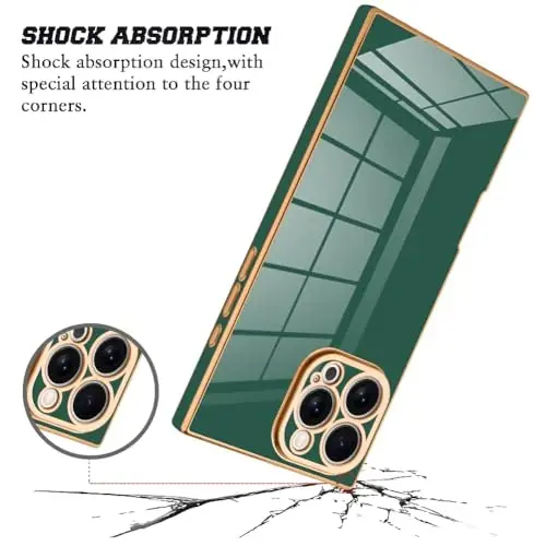 KANGHAR Case Compatible with iPhone 16 Pro Luxury Cute Plating Design Case Full-Body Anti-Scratch Shockproof Bumper Protective Cover for iPhone 16 Pro 6.3 Inch Dark Green - 2