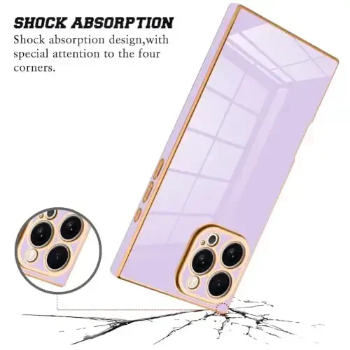 KANGHAR Case Compatible with iPhone 16 Pro Luxury Cute Plating Design Case Full-Body Anti-Scratch Shockproof Bumper Protective Cover for iPhone 16 Pro 6.3 Inch Purple - 2