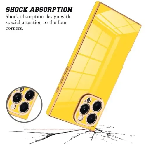 KANGHAR Case Compatible with iPhone 16 Pro Luxury Cute Plating Design Case Full-Body Anti-Scratch Shockproof Bumper Protective Cover for iPhone 16 Pro 6.3 Inch Yellow - 2