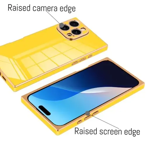 KANGHAR Case Compatible with iPhone 16 Pro Luxury Cute Plating Design Case Full-Body Anti-Scratch Shockproof Bumper Protective Cover for iPhone 16 Pro 6.3 Inch Yellow - 3