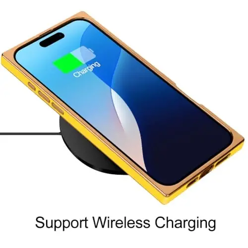 KANGHAR Case Compatible with iPhone 16 Pro Luxury Cute Plating Design Case Full-Body Anti-Scratch Shockproof Bumper Protective Cover for iPhone 16 Pro 6.3 Inch Yellow - 5