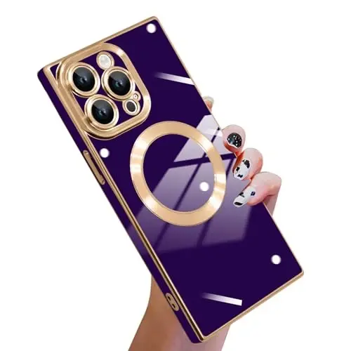 KANGHAR Case Compatible with iPhone 16 Pro Max Luxury Cute Plating Design Case Full-Body Anti-Scratch Shockproof Bumper Protective Cover for iPhone 16 Pro Max 6.9 Inch Black 