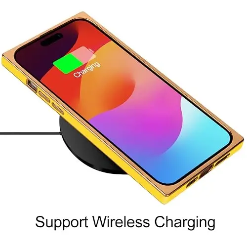 KANGHAR Case Compatible with iPhone 16 Pro Max Luxury Cute Plating Design Case Full-Body Anti-Scratch Shockproof Bumper Protective Cover for iPhone 16 Pro Max 6.9 Inch Yellow - 4
