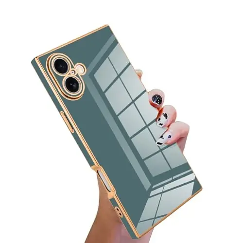 KANGHAR Case Compatible with iPhone 17 Luxury Cute Plating Design Case Full-Body Anti-Scratch Shockproof Bumper Protective Cover Designed for iPhone 17 6.3 Inch Granny Grey 