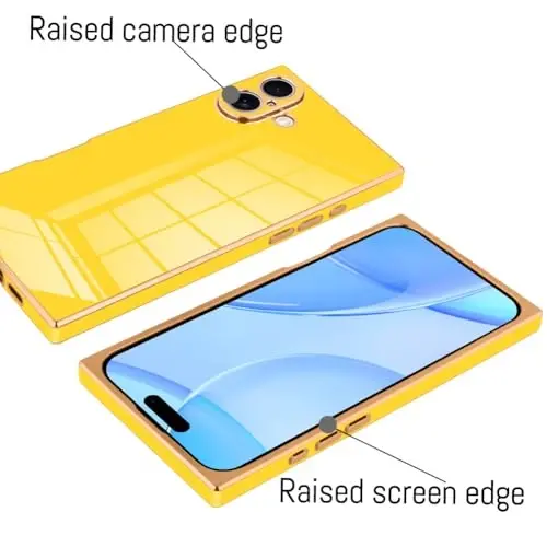 KANGHAR Case Compatible with iPhone 17 Luxury Cute Plating Design Case Full-Body Anti-Scratch Shockproof Bumper Protective Cover Designed for iPhone 17 6.3 Inch Yellow - 3