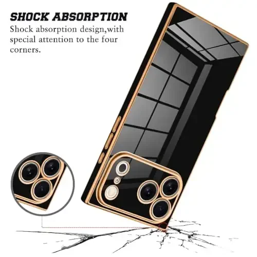 KANGHAR Case Compatible with iPhone 17 Pro Luxury Cute Plating Design Case Full-Body Anti-Scratch Shockproof Bumper Protective Cover Designed for iPhone 17 Pro 6.3 Inch Black - 2