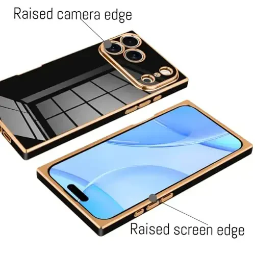 KANGHAR Case Compatible with iPhone 17 Pro Luxury Cute Plating Design Case Full-Body Anti-Scratch Shockproof Bumper Protective Cover Designed for iPhone 17 Pro 6.3 Inch Black - 3