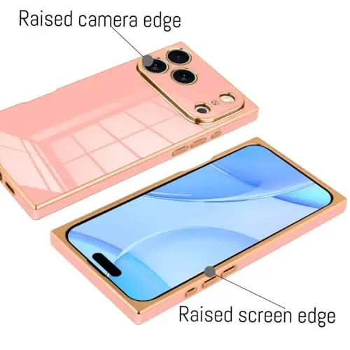 KANGHAR Case Compatible with iPhone 17 Pro Luxury Cute Plating Design Case Full-Body Anti-Scratch Shockproof Bumper Protective Cover Designed for iPhone 17 Pro 6.3 Inch Pink - 3