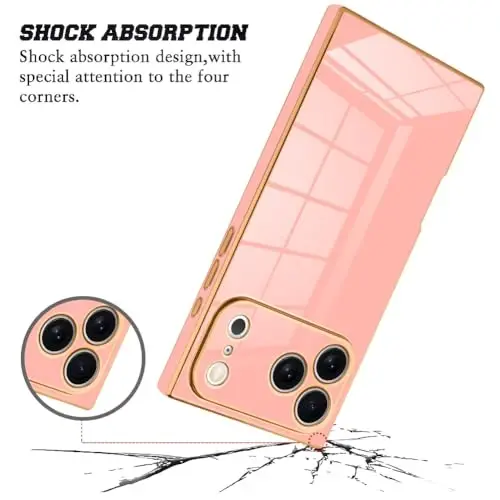 KANGHAR Case Compatible with iPhone 17 Pro Luxury Cute Plating Design Case Full-Body Anti-Scratch Shockproof Bumper Protective Cover Designed for iPhone 17 Pro 6.3 Inch Pink - 2