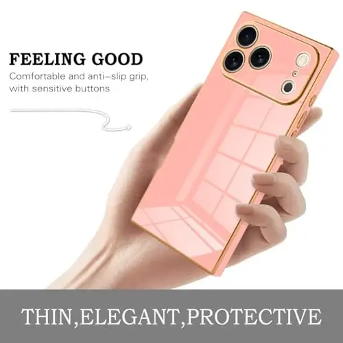 KANGHAR Case Compatible with iPhone 17 Pro Luxury Cute Plating Design Case Full-Body Anti-Scratch Shockproof Bumper Protective Cover Designed for iPhone 17 Pro 6.3 Inch Pink - 4