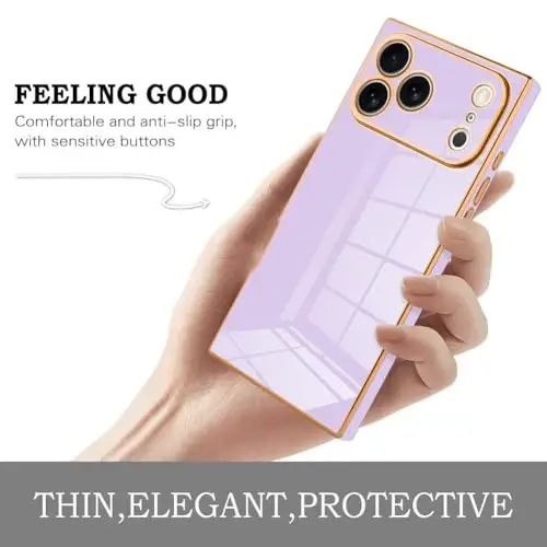 KANGHAR Case Compatible with iPhone 17 Pro Luxury Cute Plating Design Case Full-Body Anti-Scratch Shockproof Bumper Protective Cover Designed for iPhone 17 Pro 6.3 Inch Purple - 4