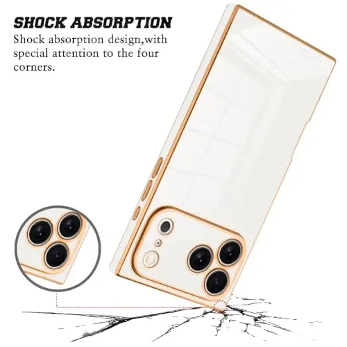 KANGHAR Case Compatible with iPhone 17 Pro Luxury Cute Plating Design Case Full-Body Anti-Scratch Shockproof Bumper Protective Cover Designed for iPhone 17 Pro 6.3 Inch White - 2