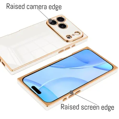 KANGHAR Case Compatible with iPhone 17 Pro Luxury Cute Plating Design Case Full-Body Anti-Scratch Shockproof Bumper Protective Cover Designed for iPhone 17 Pro 6.3 Inch White - 3