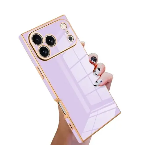 KANGHAR Case Compatible with iPhone 17 Pro Max Luxury Cute Plating Design Case Full-Body Anti-Scratch Shockproof Bumper Protective Cover Designed for iPhone 17 Pro Max 6.9 Inch Purple - KANGHAR