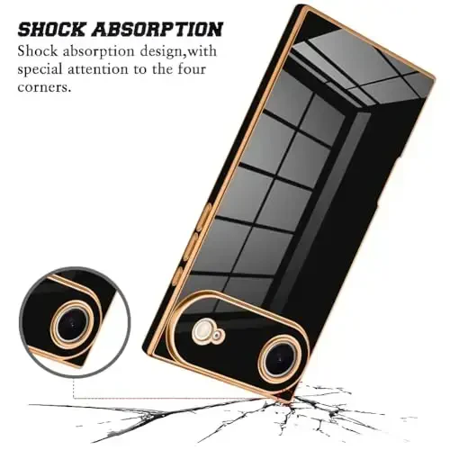 KANGHAR Case Compatible with iPhone Air Luxury Cute Plating Design Case Full-Body Anti-Scratch Shockproof Bumper Protective Cover Designed for iPhone Air 6.5 Inch Black - 2