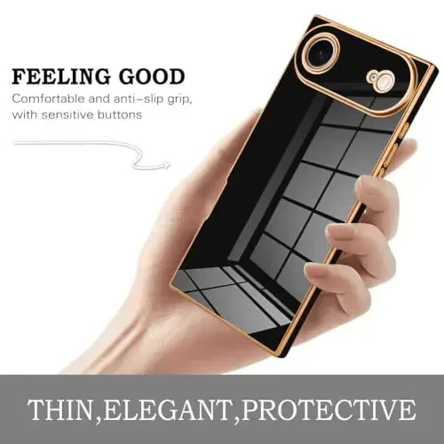 KANGHAR Case Compatible with iPhone Air Luxury Cute Plating Design Case Full-Body Anti-Scratch Shockproof Bumper Protective Cover Designed for iPhone Air 6.5 Inch Black - 4